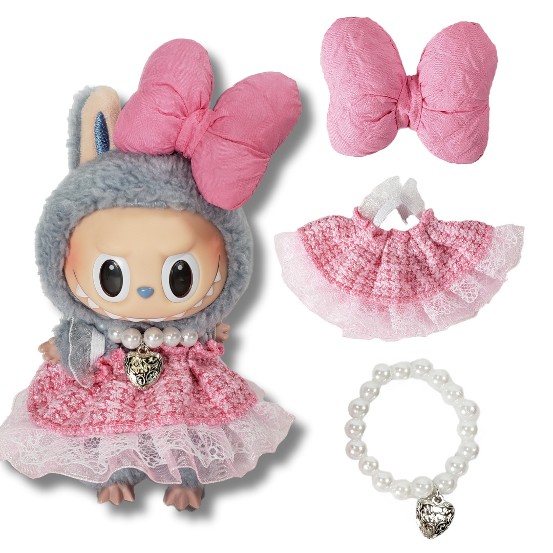 3-Piece Outfits for Labubu - Stylish 17cm Doll Clothing & Accessories, Fashion Clothes for Collectible Dolls, Doll Not Included