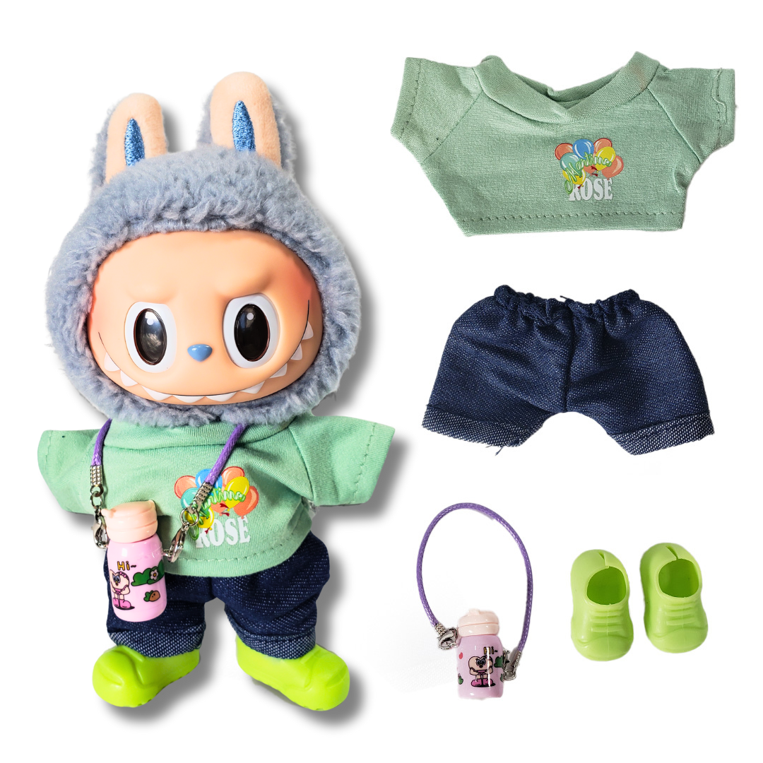 3-Piece Outfits for Labubu - Stylish 17cm Doll Clothing & Accessories, Fashion Clothes for Collectible Dolls, Doll Not Included