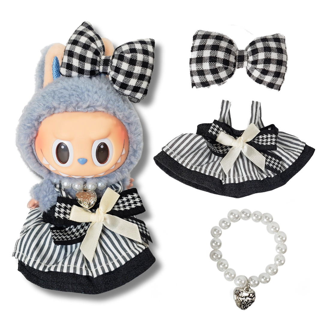 3-Piece Outfits for Labubu - Stylish 17cm Doll Clothing & Accessories, Fashion Clothes for Collectible Dolls, Doll Not Included