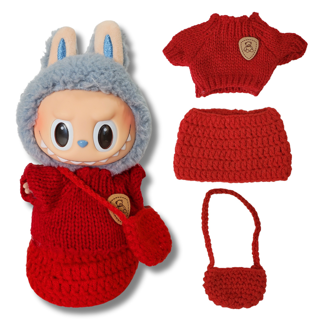 3-Piece Outfits for Labubu - Stylish 17cm Doll Clothing & Accessories, Fashion Clothes for Collectible Dolls, Doll Not Included