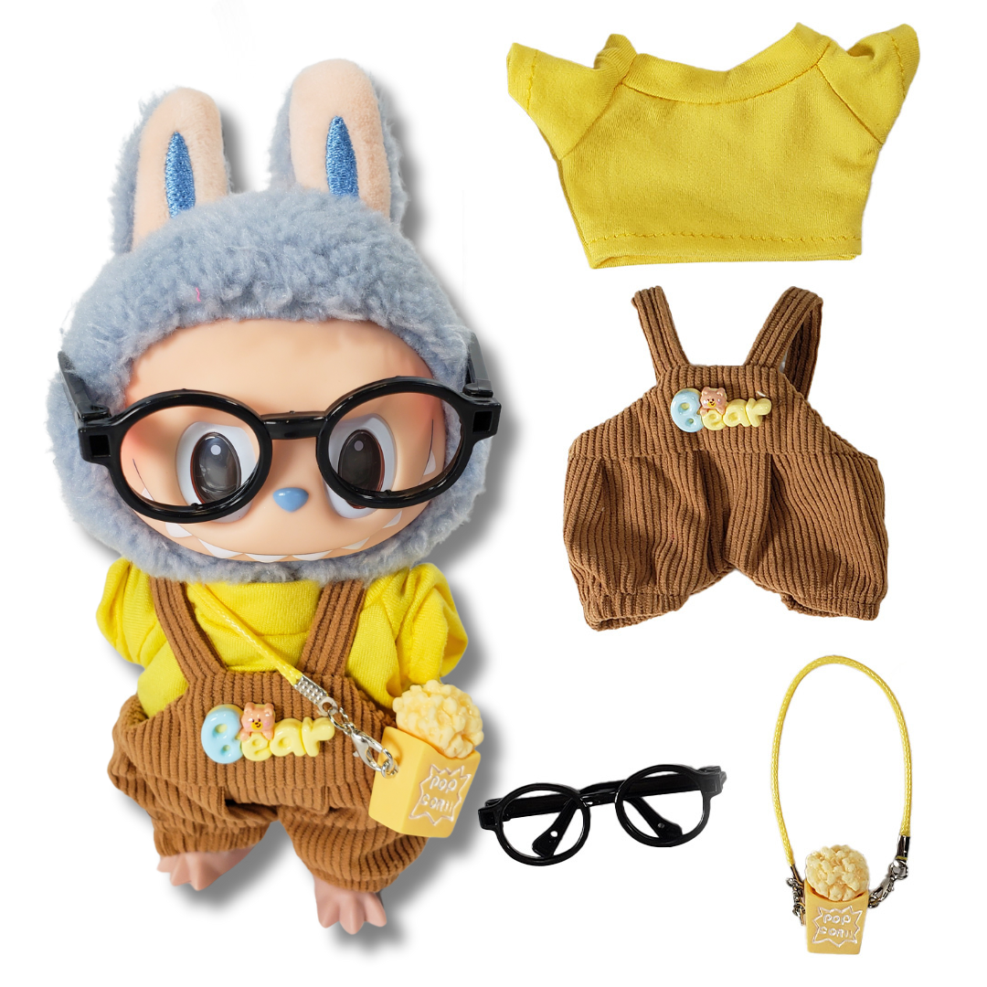 3-Piece Outfits for Labubu - Stylish 17cm Doll Clothing & Accessories, Fashion Clothes for Collectible Dolls, Doll Not Included