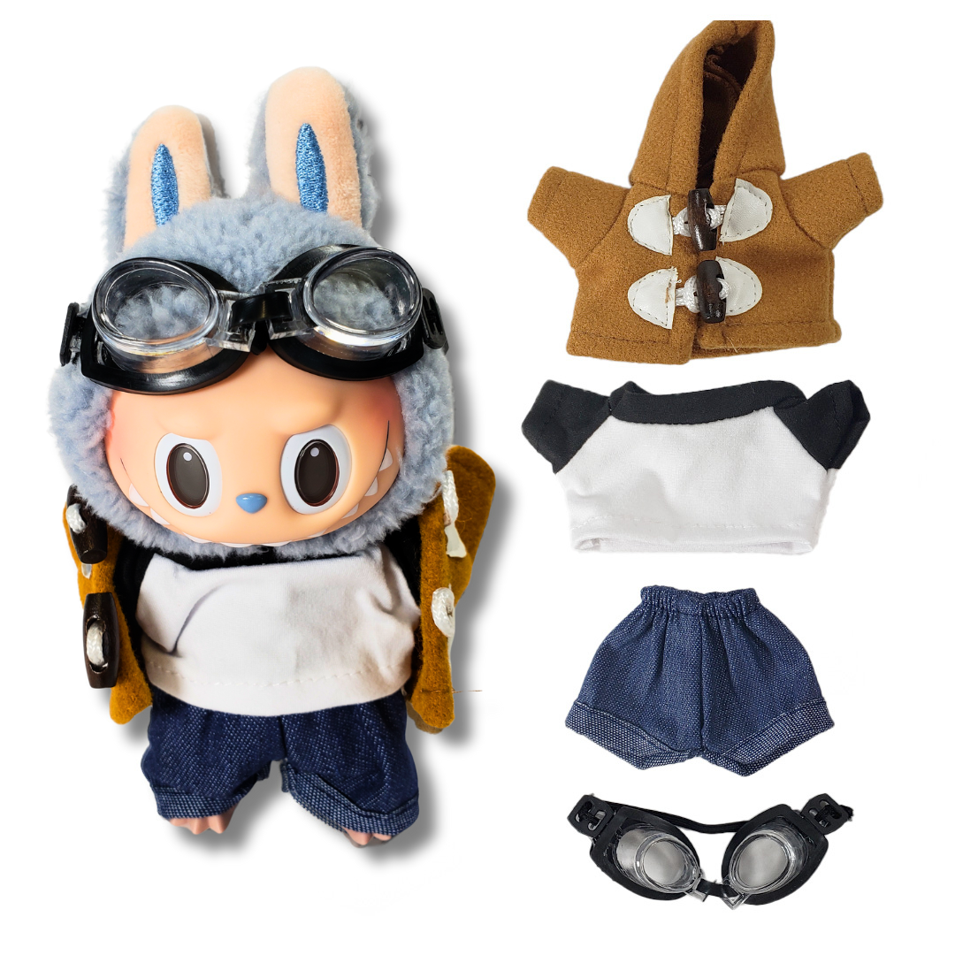 3-Piece Outfits for Labubu - Stylish 17cm Doll Clothing & Accessories, Fashion Clothes for Collectible Dolls, Doll Not Included