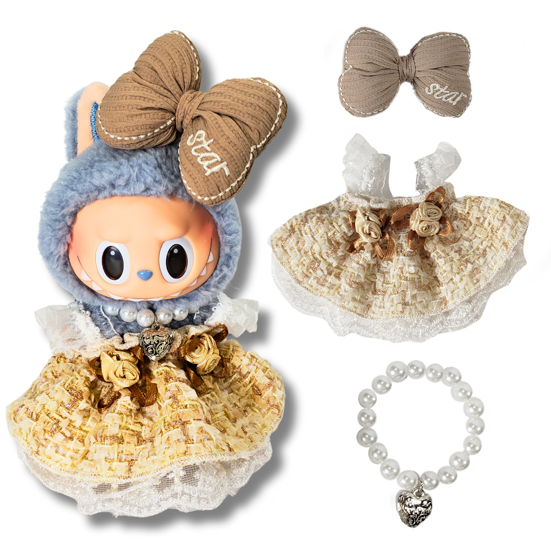 3-Piece Outfits for Labubu - Stylish 17cm Doll Clothing & Accessories, Fashion Clothes for Collectible Dolls, Doll Not Included