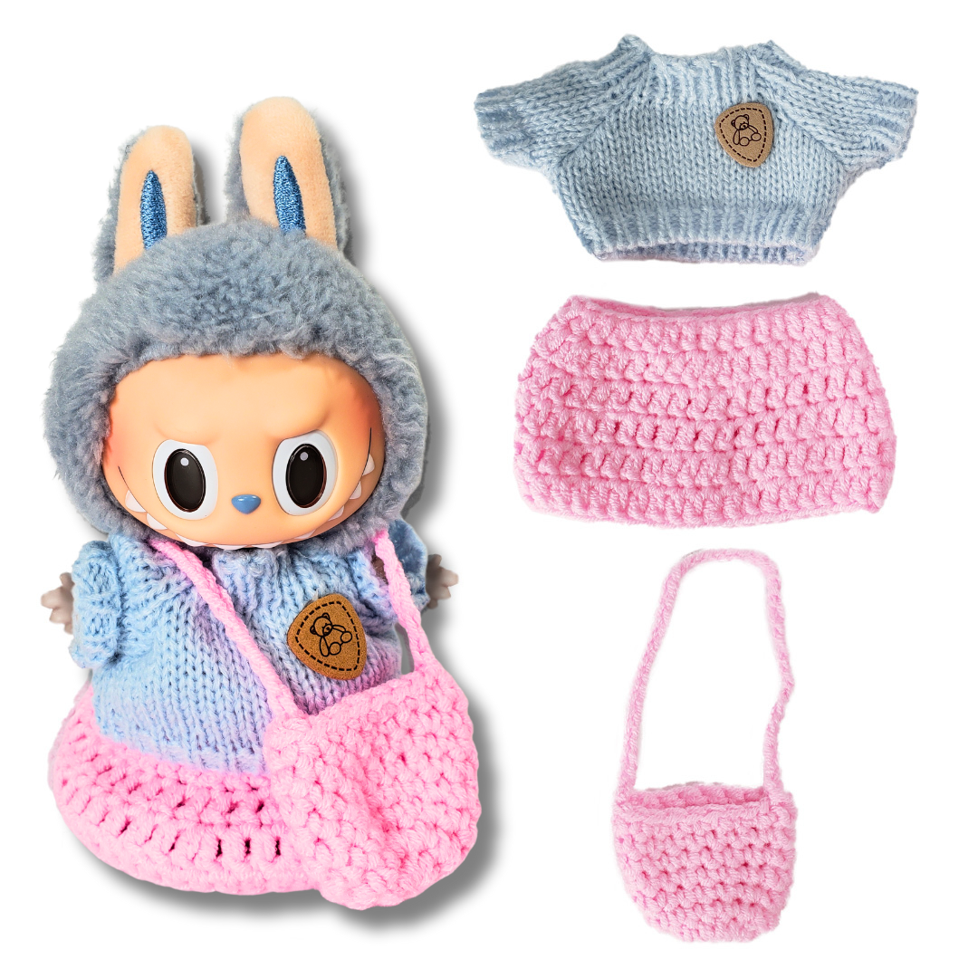 3-Piece Outfits for Labubu - Stylish 17cm Doll Clothing & Accessories, Fashion Clothes for Collectible Dolls, Doll Not Included