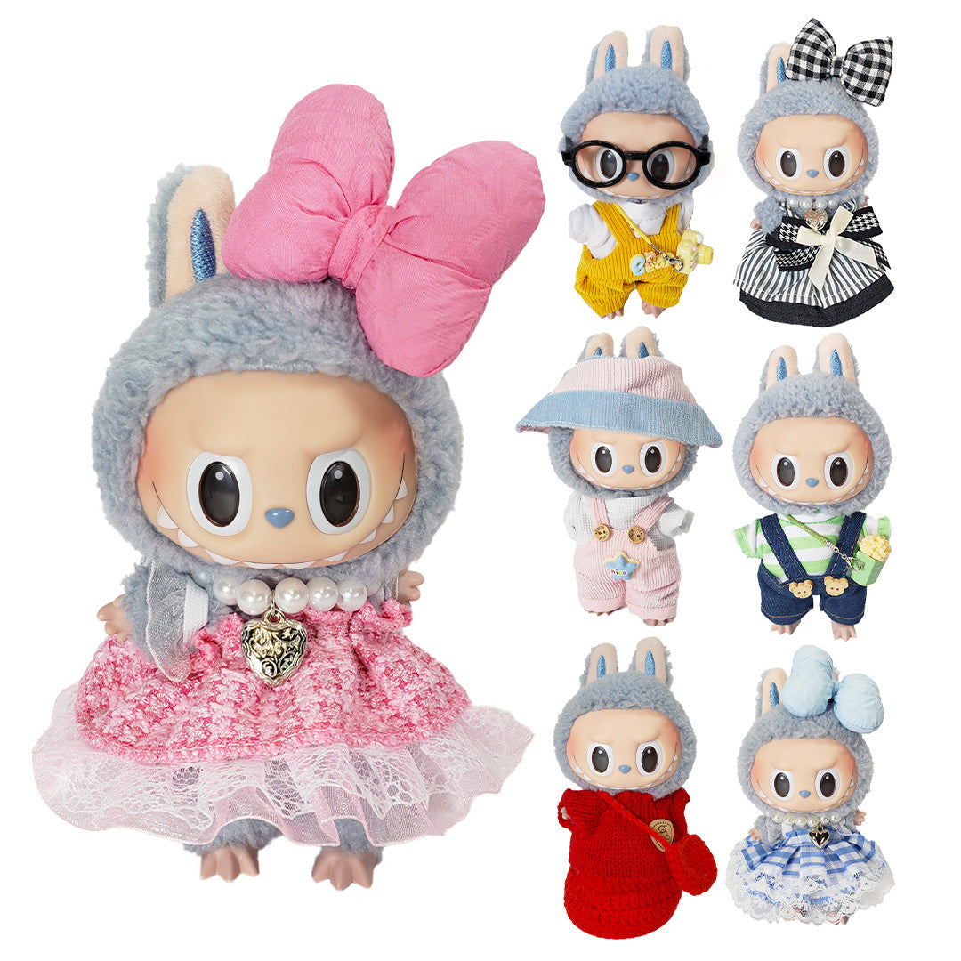3-Piece Outfits for Labubu - Stylish 17cm Doll Clothing & Accessories, Fashion Clothes for Collectible Dolls, Doll Not Included