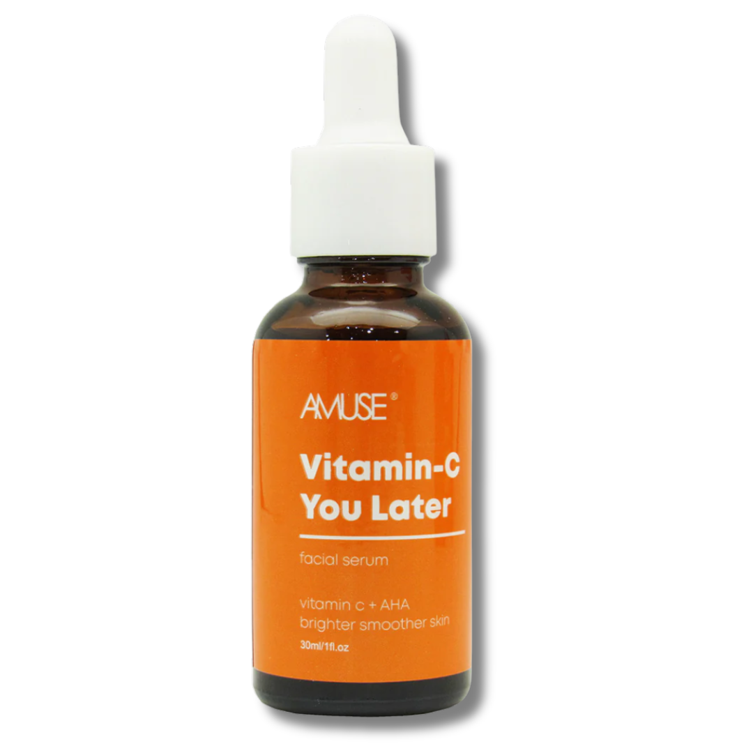 AMUSE Vitamin C You Later Facial Serum | Brightening, Smoothing & Anti-Aging Face Serum with Vitamin C, AHA + Hyaluronic Acid | 1 fl oz