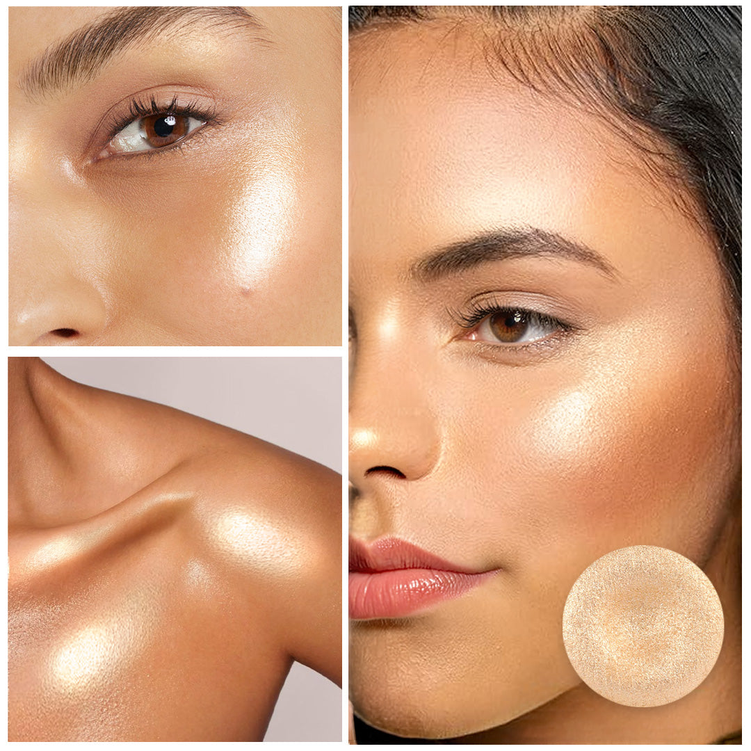 AMUSE Donut Glaze Highlighter Palette – 4 Shade Shimmer Glow Kit | Gold, Champagne & Bronze Radiant Finish