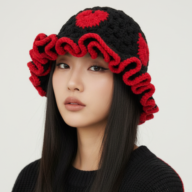 Women's Crochet Bucket Hat – Knitted Boho Fisherman Hat, Foldable Fashion Bucket Cap for Travel, Festivals & Everyday Wear