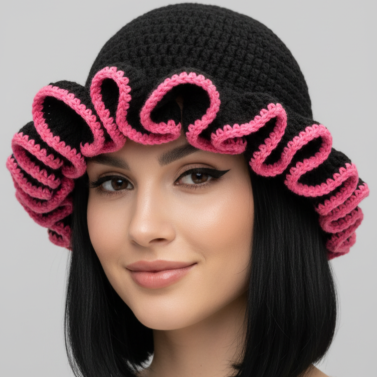Women's Crochet Bucket Hat – Knitted Boho Fisherman Hat, Foldable Fashion Bucket Cap for Travel, Festivals & Everyday Wear