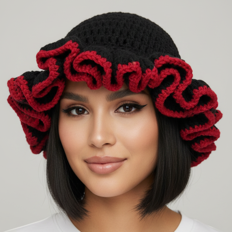 Women's Crochet Bucket Hat – Knitted Boho Fisherman Hat, Foldable Fashion Bucket Cap for Travel, Festivals & Everyday Wear