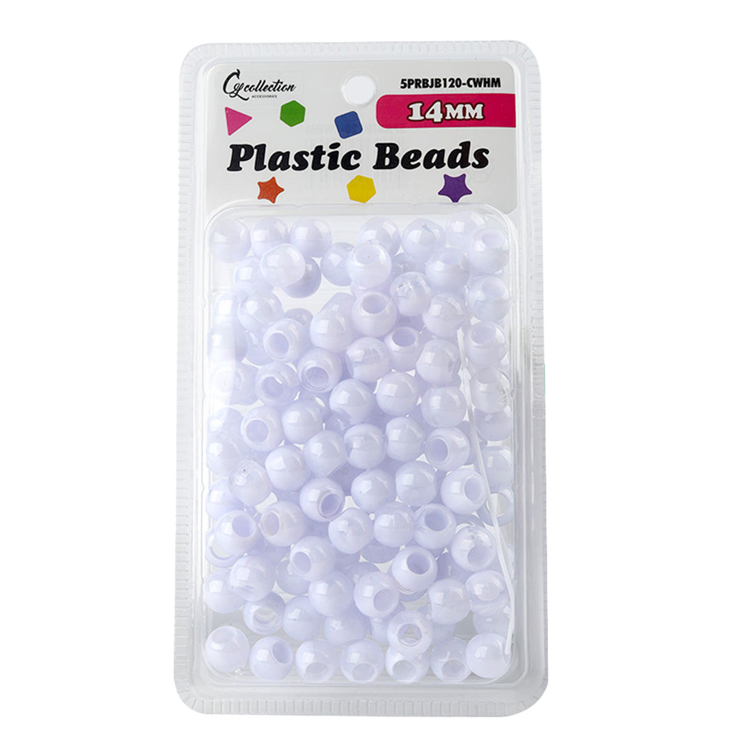 Plastic Hair Beads – Large Pack 120 pcs 14mm, Glossy Styling Beads for Braids, Twists, Crafts, Girls & Women, Classic Braiding Accessories with Braiding Tool