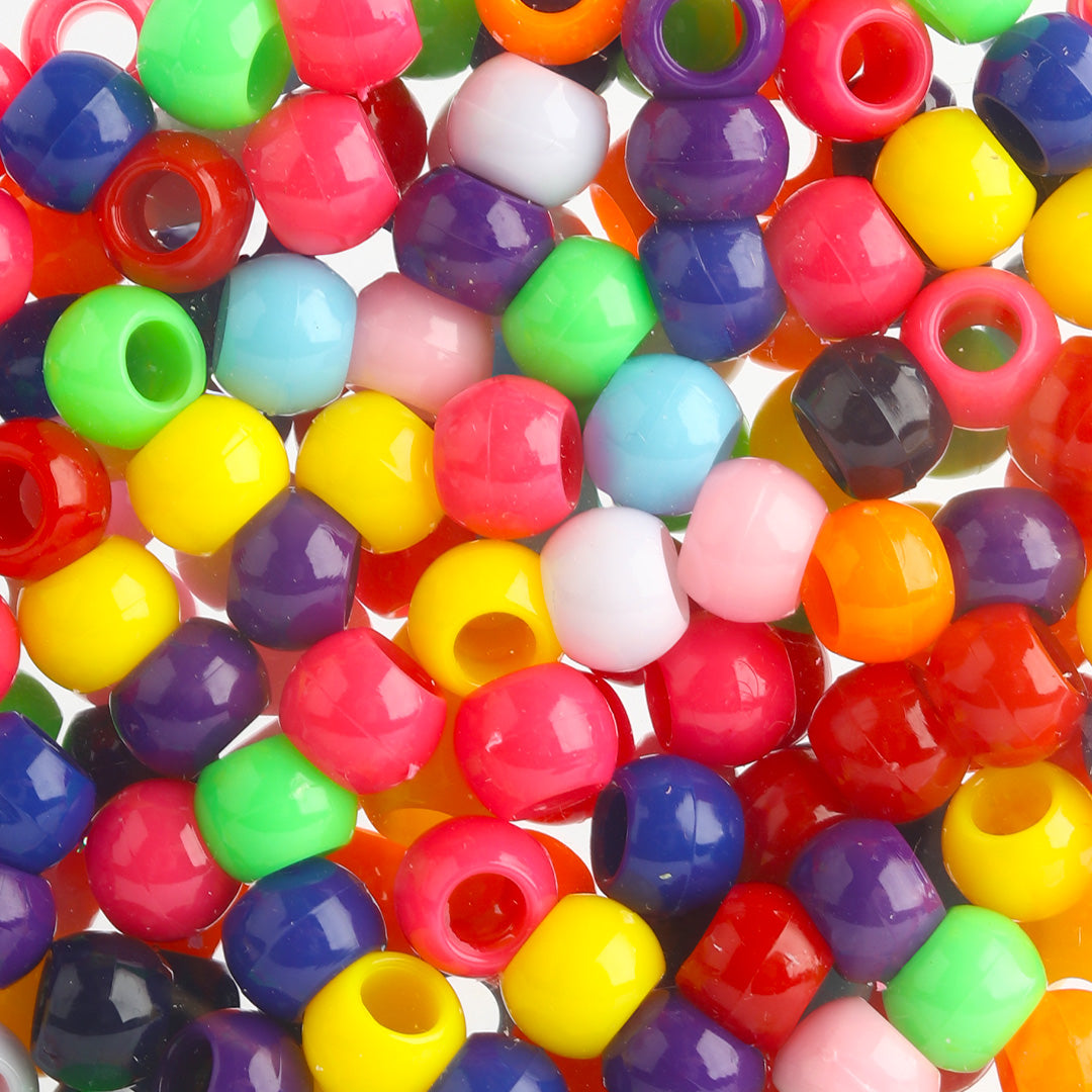 Plastic Hair Beads – Large Pack 300 pcs 10mm, Glossy Styling Beads for Braids, Twists, Crafts, Girls & Women, Classic Braiding Accessories with Braiding Tool