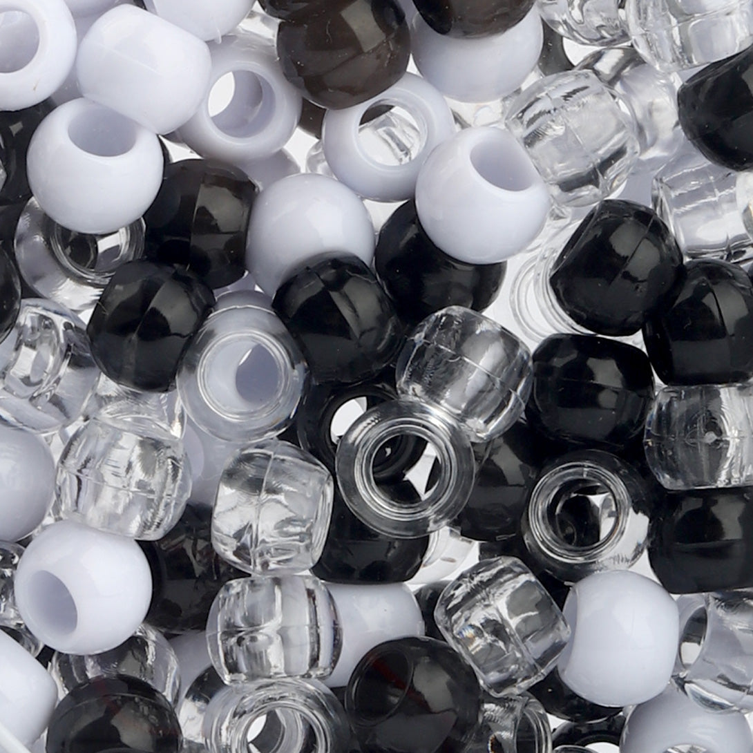 Plastic Hair Beads – Large Pack 300 pcs 10mm, Glossy Styling Beads for Braids, Twists, Crafts, Girls & Women, Classic Braiding Accessories with Braiding Tool