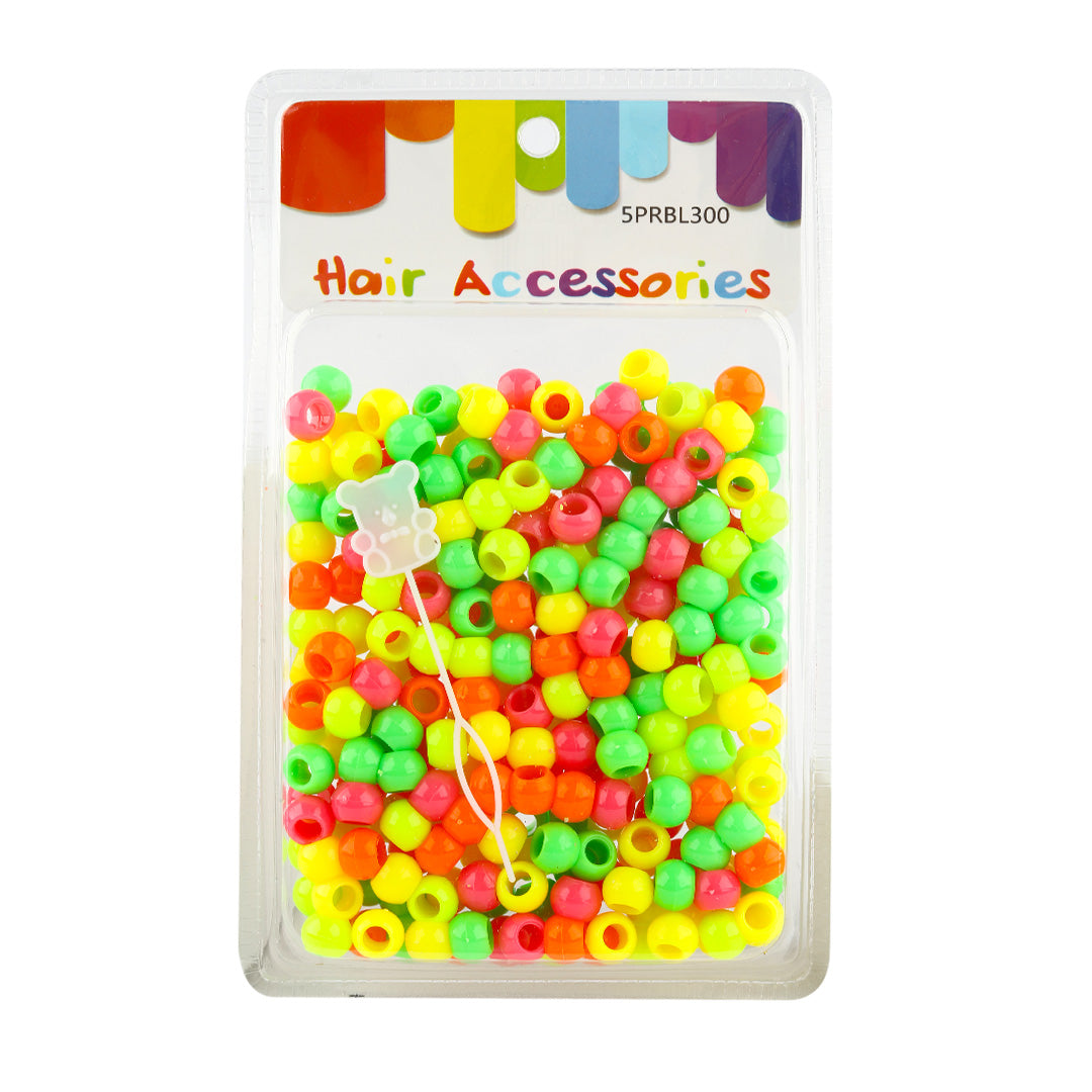Plastic Hair Beads – Large Pack 300 pcs 10mm, Glossy Styling Beads for Braids, Twists, Crafts, Girls & Women, Classic Braiding Accessories with Braiding Tool