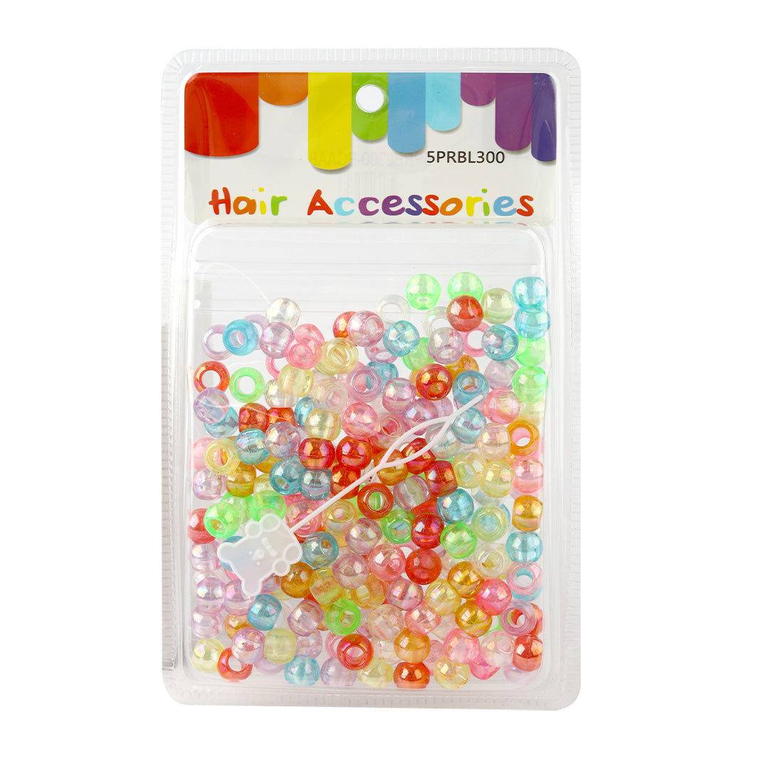 Plastic Hair Beads – Large Pack 300 pcs 10mm, Glossy Styling Beads for Braids, Twists, Crafts, Girls & Women, Classic Braiding Accessories with Braiding Tool