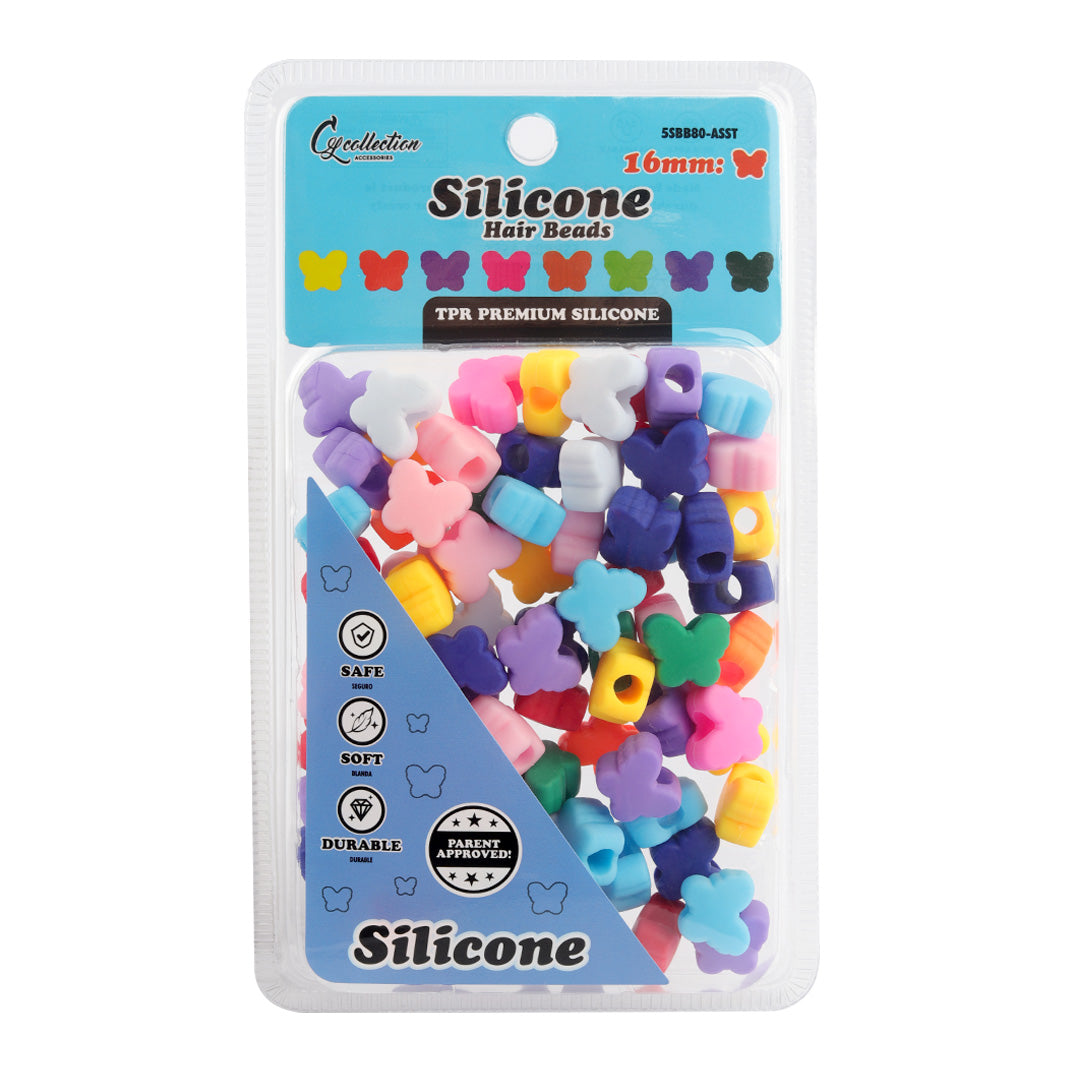 Butterfly Shaped Silicone Hair Beads – 1 Pack, 80 PCS 16mm, Soft & Flexible, Noiseless, Painless Hair Accessories for Women & Girls Stylish Braiding