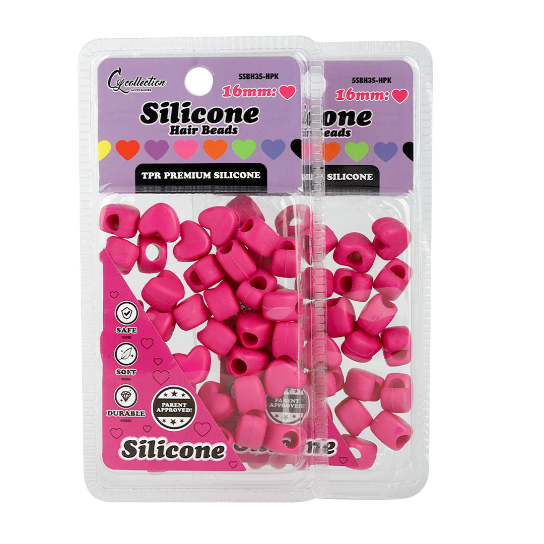 2 Pack Heart Shaped Silicone Hair Beads – 70 PCS 16mm, Premium Soft Rubber, Noiseless, Painless, Light for Women Girls Stylish Braiding