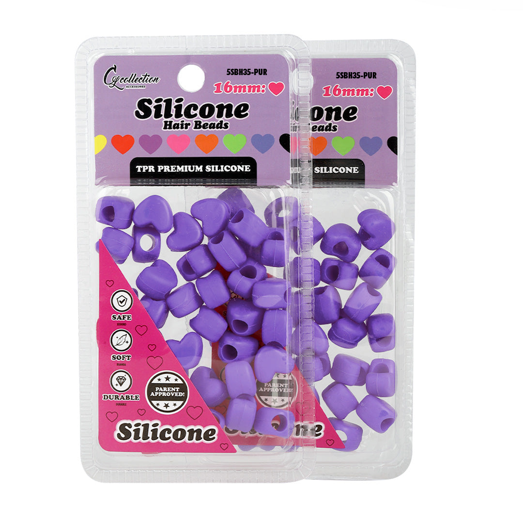 2 Pack Heart Shaped Silicone Hair Beads – 70 PCS 16mm, Premium Soft Rubber, Noiseless, Painless, Light for Women Girls Stylish Braiding
