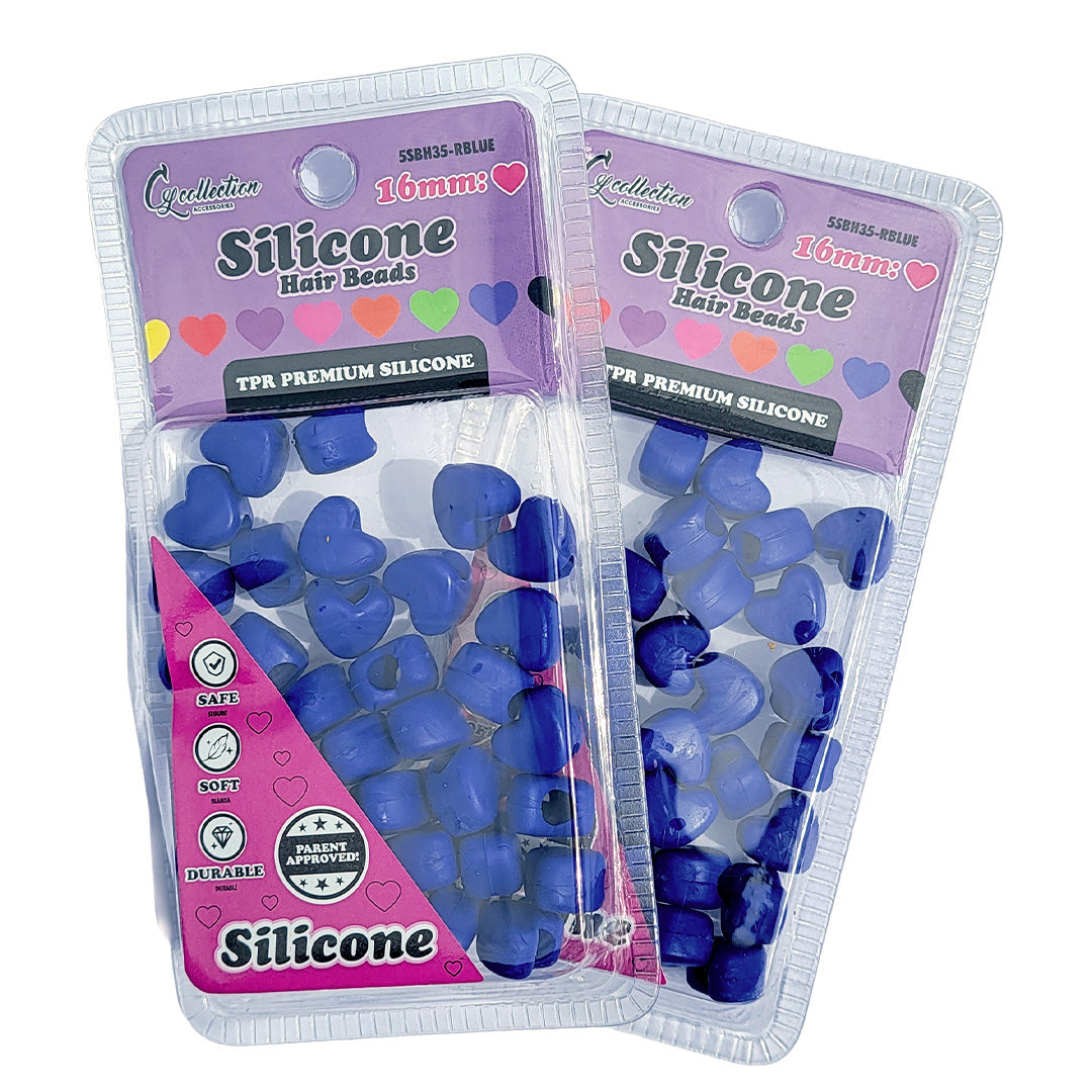 2 Pack Heart Shaped Silicone Hair Beads – 70 PCS 16mm, Premium Soft Rubber, Noiseless, Painless, Light for Women Girls Stylish Braiding