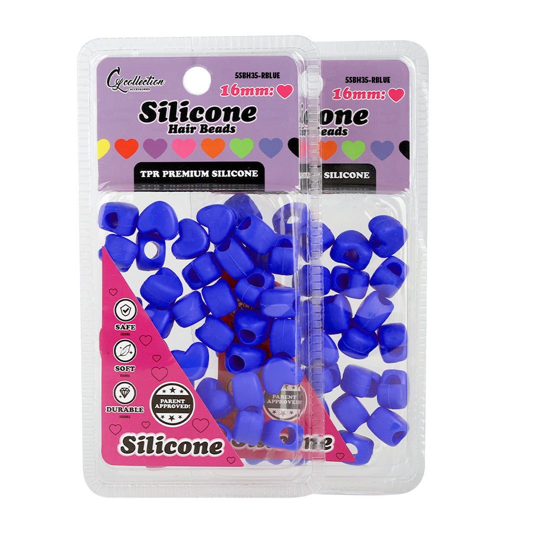2 Pack Heart Shaped Silicone Hair Beads – 70 PCS 16mm, Premium Soft Rubber, Noiseless, Painless, Light for Women Girls Stylish Braiding