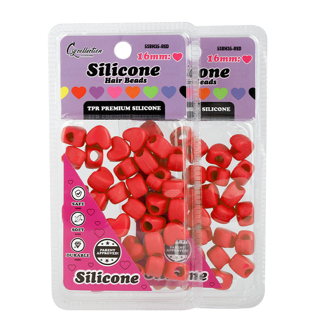 2 Pack Heart Shaped Silicone Hair Beads – 70 PCS 16mm, Premium Soft Rubber, Noiseless, Painless, Light for Women Girls Stylish Braiding