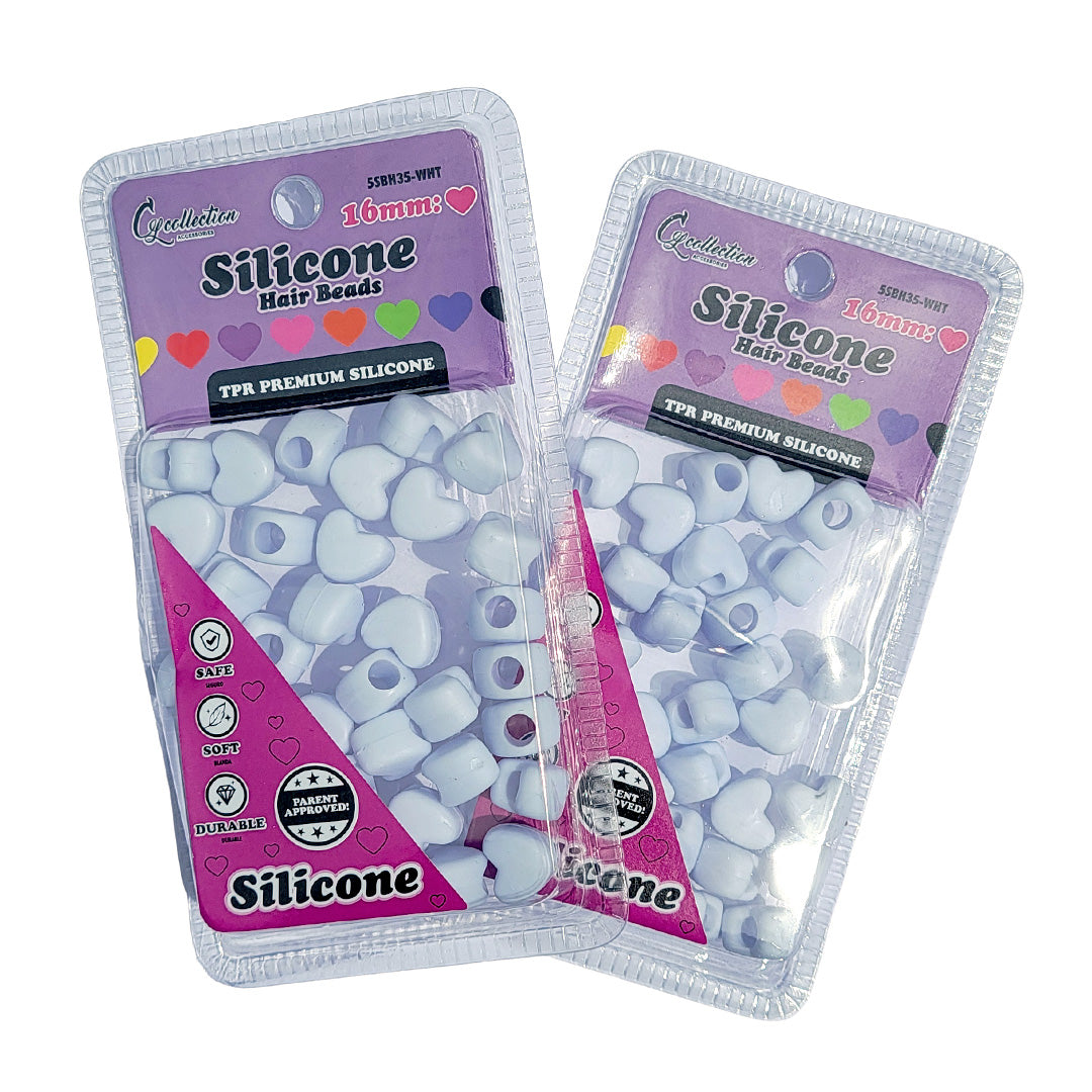 2 Pack Heart Shaped Silicone Hair Beads – 70 PCS 16mm, Premium Soft Rubber, Noiseless, Painless, Light for Women Girls Stylish Braiding