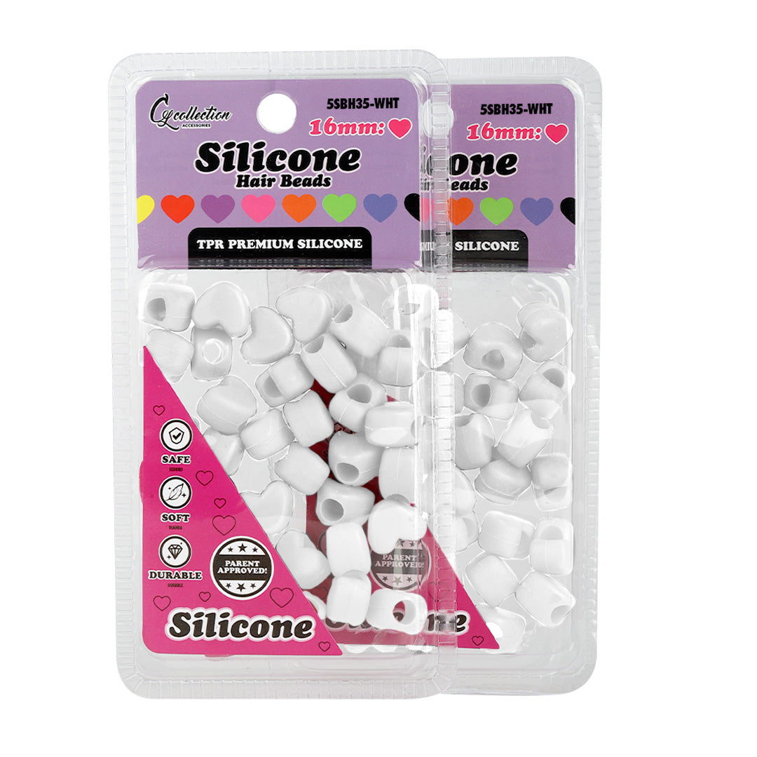 2 Pack Heart Shaped Silicone Hair Beads – 70 PCS 16mm, Premium Soft Rubber, Noiseless, Painless, Light for Women Girls Stylish Braiding