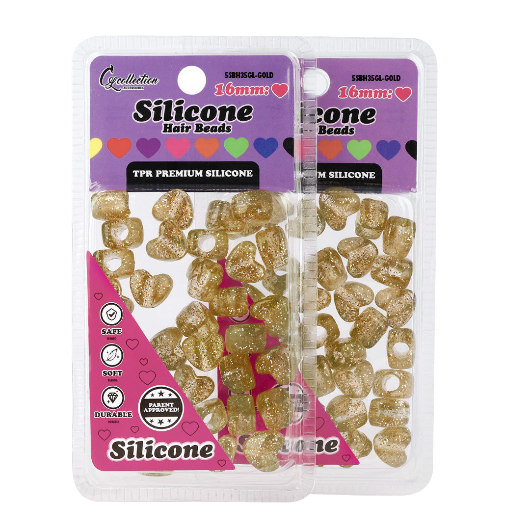 2 Pack Heart Shaped Silicone Hair Beads – 70 PCS 16mm, Premium Soft Rubber, Noiseless, Painless, Light for Women Girls Stylish Braiding