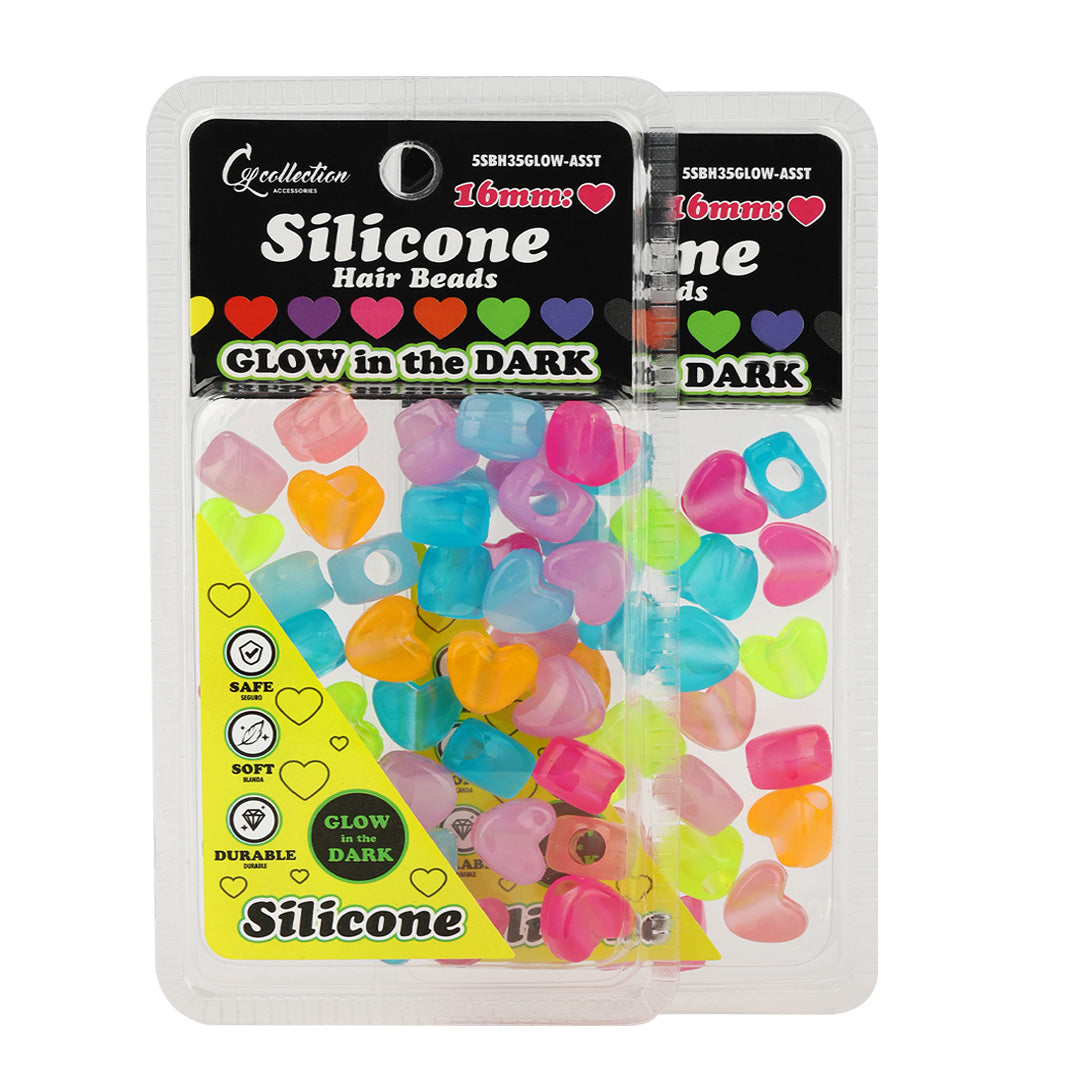 2 Pack Heart Shaped Silicone Hair Beads – 70 PCS 16mm, Premium Soft Rubber, Noiseless, Painless, Light for Women Girls Stylish Braiding