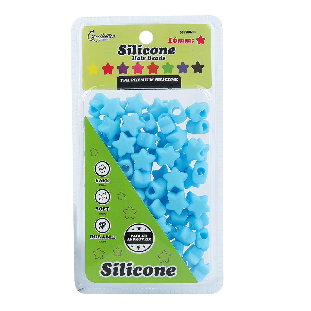 Star Shaped Silicone Hair Beads – 1 Pack, 80 PCS 16mm, Soft & Flexible, Noiseless, Painless Hair Accessories for Women & Girls Stylish Braiding