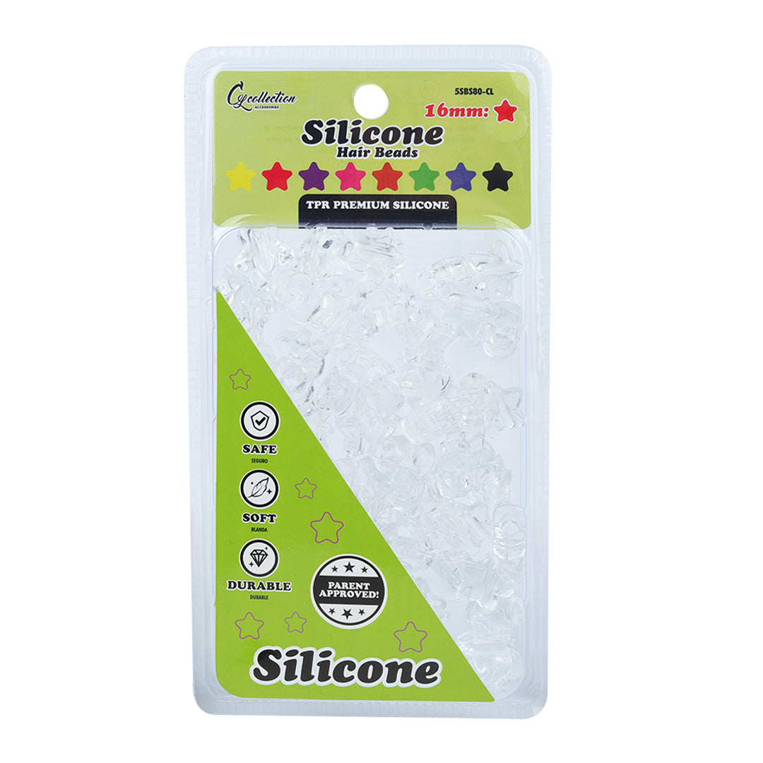 Star Shaped Silicone Hair Beads – 1 Pack, 80 PCS 16mm, Soft & Flexible, Noiseless, Painless Hair Accessories for Women & Girls Stylish Braiding