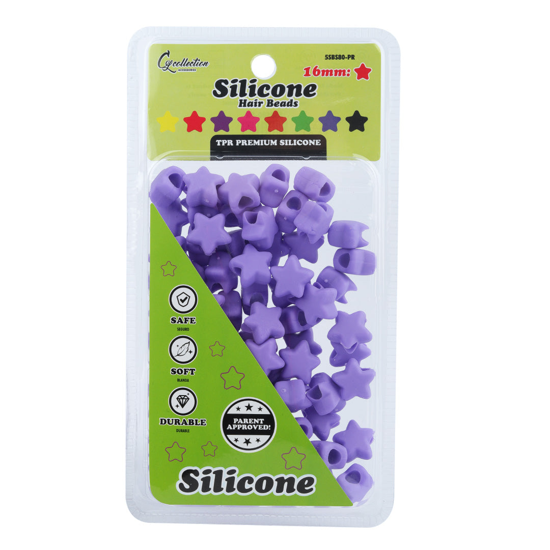Star Shaped Silicone Hair Beads – 1 Pack, 80 PCS 16mm, Soft & Flexible, Noiseless, Painless Hair Accessories for Women & Girls Stylish Braiding