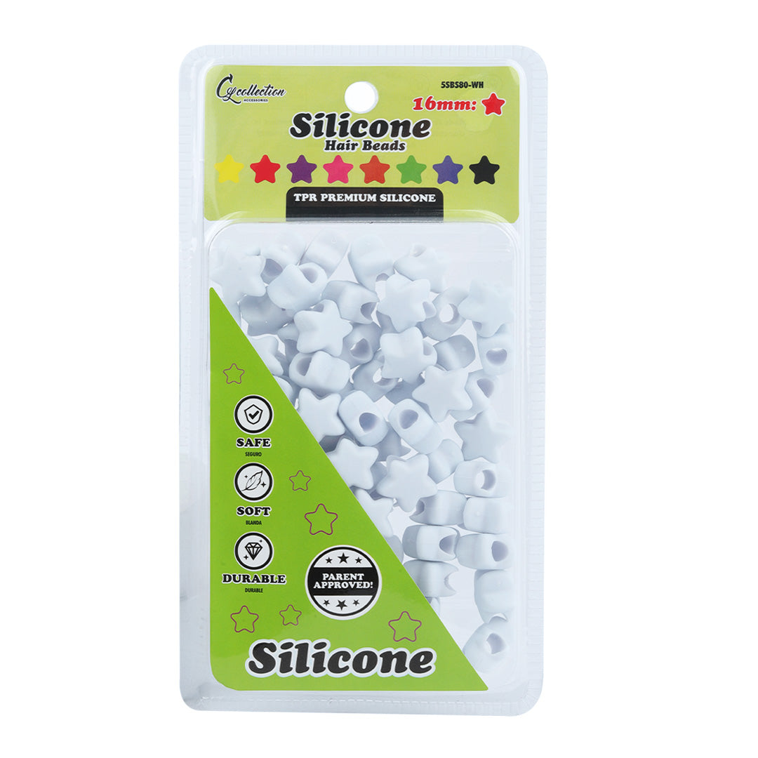 Star Shaped Silicone Hair Beads – 1 Pack, 80 PCS 16mm, Soft & Flexible, Noiseless, Painless Hair Accessories for Women & Girls Stylish Braiding