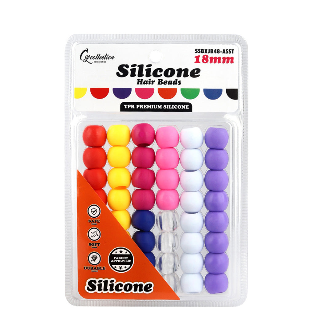 Silicone Hair Beads Large – 48 PCS 18mm, Premium Soft Rubber, Noiseless, Painless, Light for Women Girls Stylish Braiding