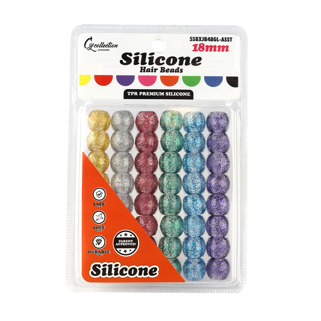 Silicone Hair Beads Large – 48 PCS 18mm, Premium Soft Rubber, Noiseless, Painless, Light for Women Girls Stylish Braiding