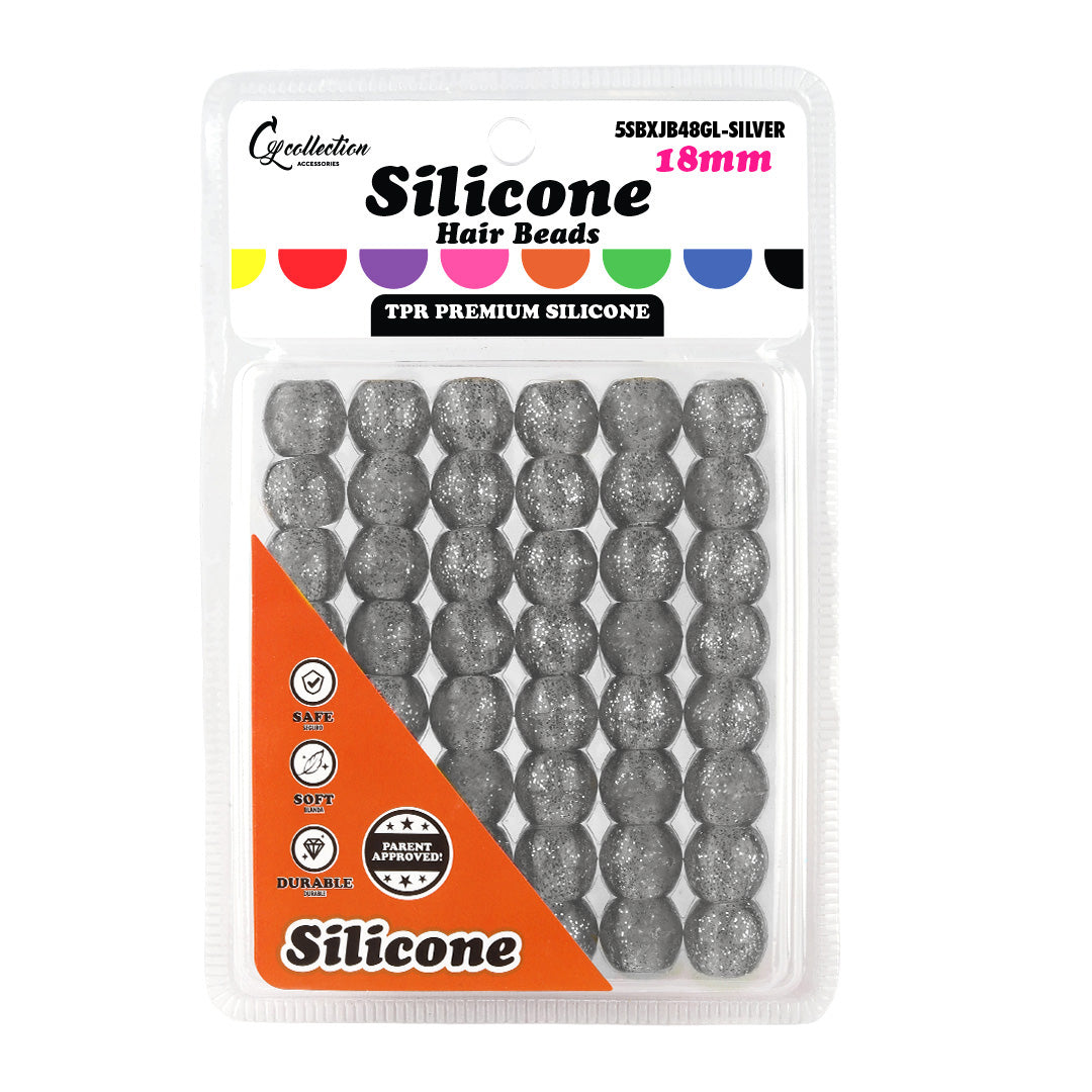 Silicone Hair Beads Large – 48 PCS 18mm, Premium Soft Rubber, Noiseless, Painless, Light for Women Girls Stylish Braiding