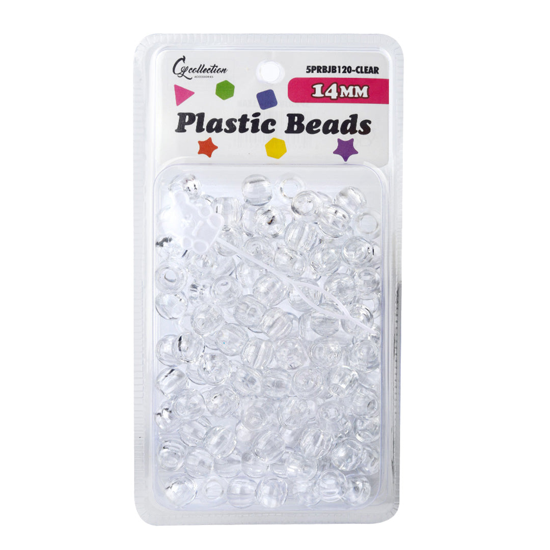 Plastic Hair Beads – Large Pack 120 pcs 14mm, Glossy Styling Beads for Braids, Twists, Crafts, Girls & Women, Classic Braiding Accessories with Braiding Tool
