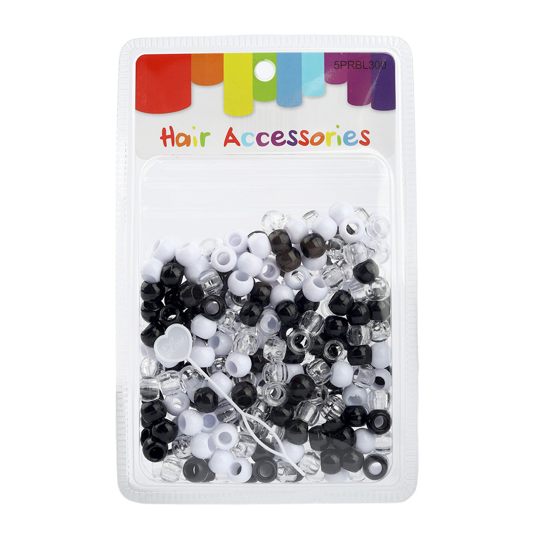 Plastic Hair Beads – Large Pack 300 pcs 10mm, Glossy Styling Beads for Braids, Twists, Crafts, Girls & Women, Classic Braiding Accessories with Braiding Tool