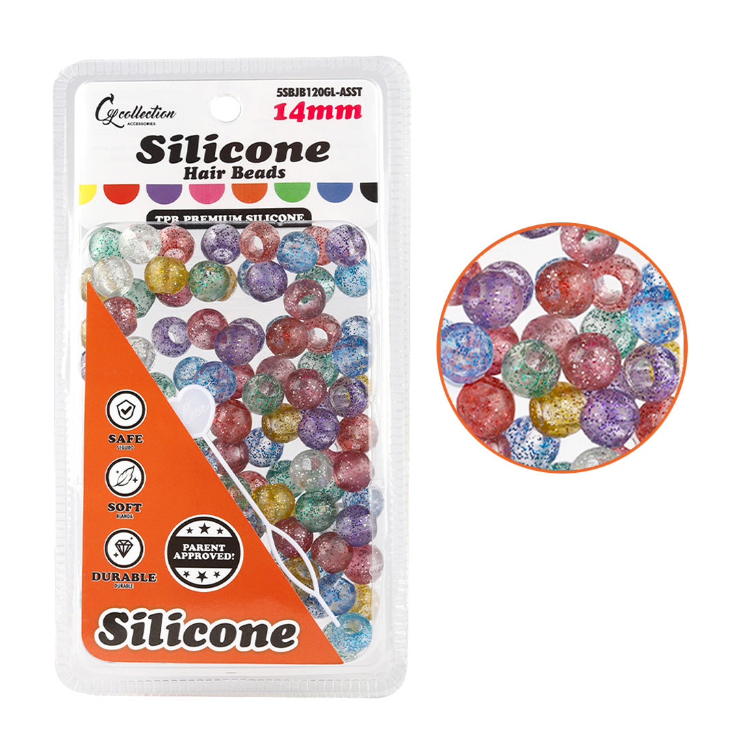 Silicone Hair Beads – 100 PCS 14mm, Premium Soft Rubber, Noiseless, Painless, Light for Women Girls Stylish Braiding