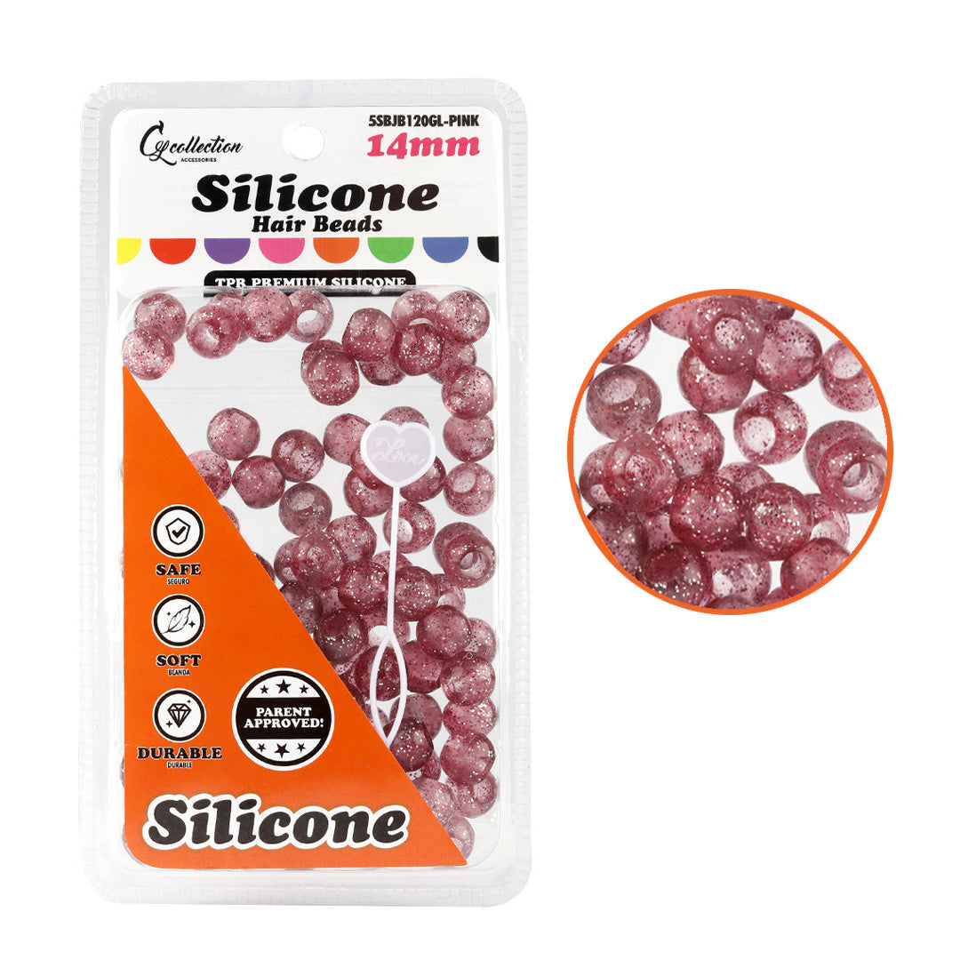 Silicone Hair Beads – 100 PCS 14mm, Premium Soft Rubber, Noiseless, Painless, Light for Women Girls Stylish Braiding
