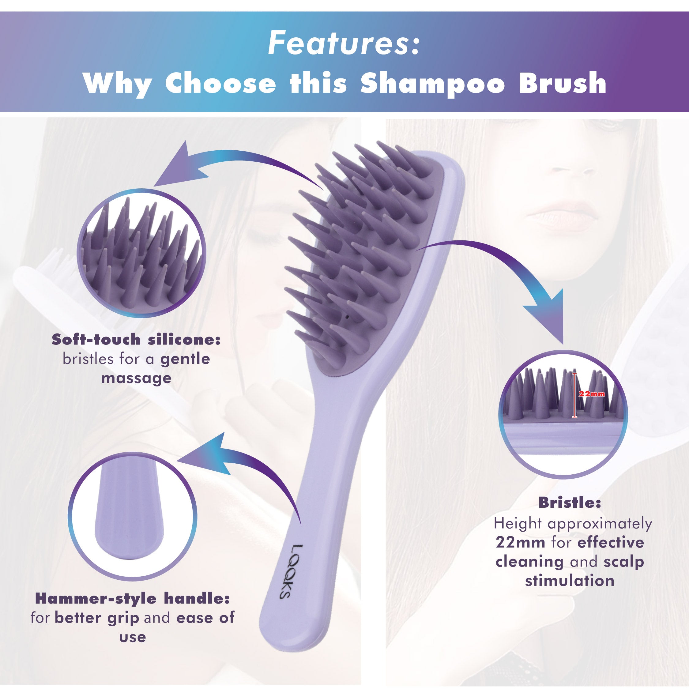 Silicone Shampoo Brush & Scalp Massager – Deep Clean Scalp Scrubber for Healthy Hair Growth and Dandruff Relief