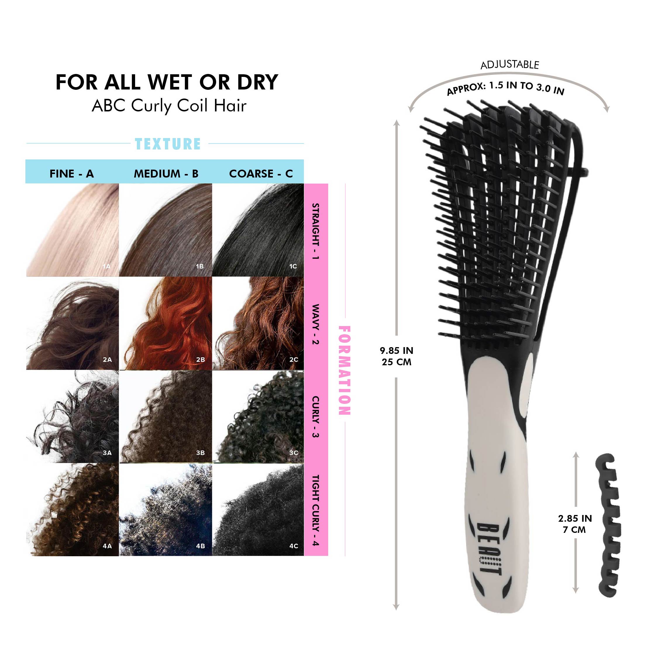 Beaut Deluxe EZ Detangling Brush – Flexible Bristle Brush for Thick Hair, Types 2A–4C, Gentle Wet & Dry Detangling