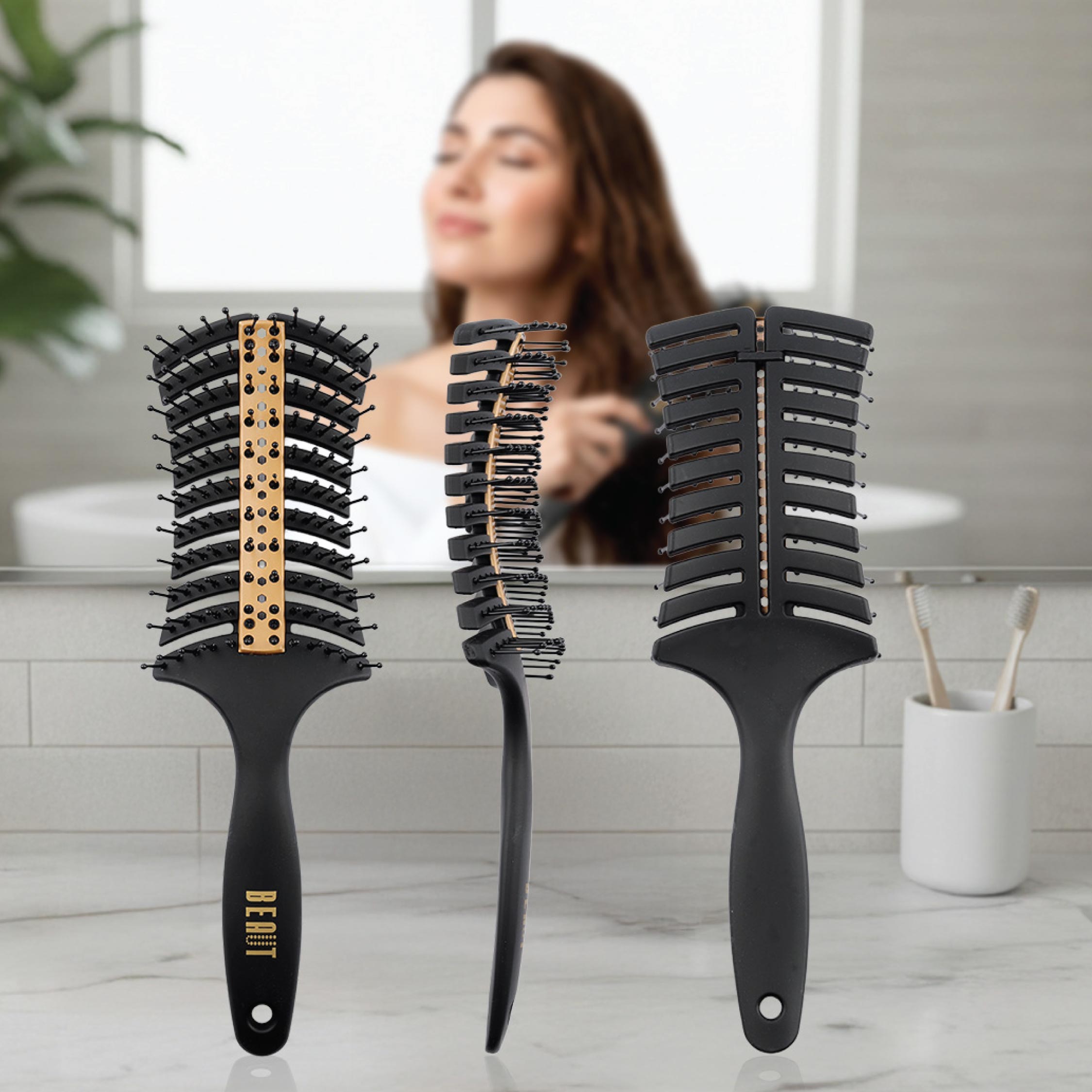Beaut Detangling Brush – Ceramic Plated, Vented, Fast-Drying, Gentle Detangling Brush for Smooth, Frizz-Free Hair