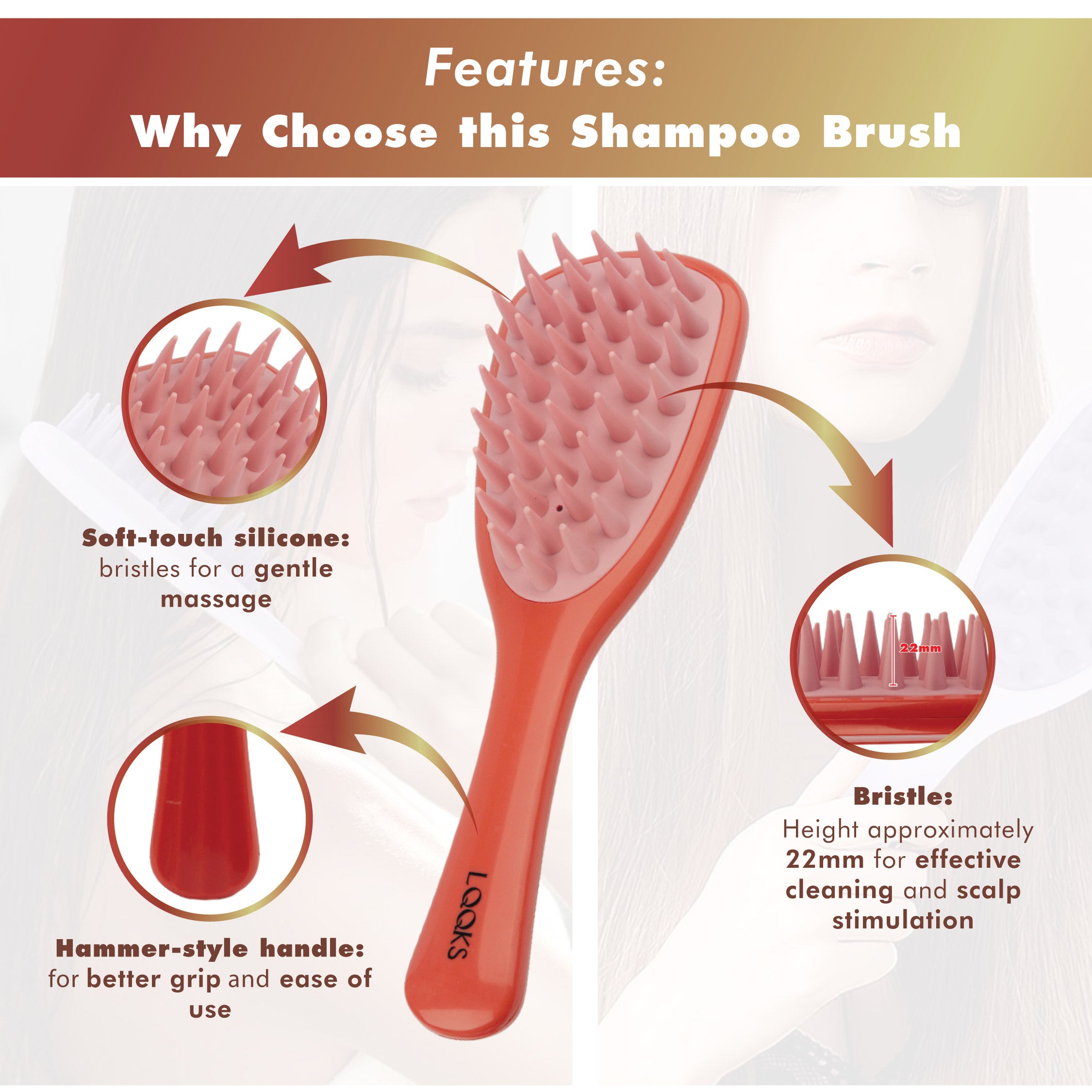 Silicone Shampoo Brush & Scalp Massager – Deep Clean Scalp Scrubber for Healthy Hair Growth and Dandruff Relief