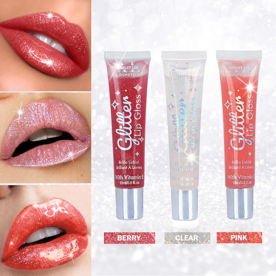 Glitter Lip Gloss - 6 Pack Hydrating, Glossy, Clear, Plumping, Oil Lip Gloss
