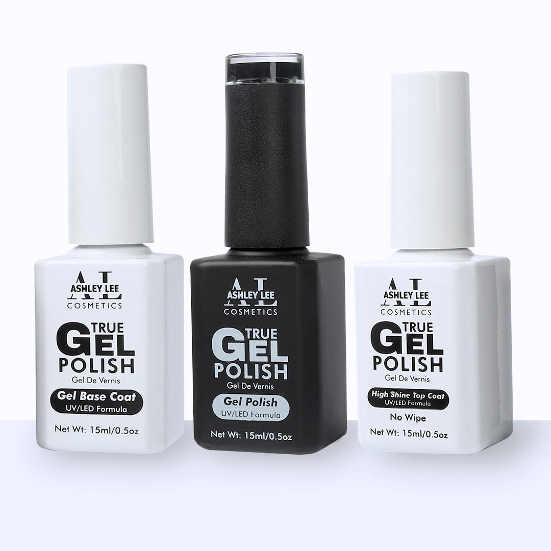 Ashley Lee True Gel Nail Polish Trio Pack - Base Coat, Gel Polish, No Wipe Top Coat