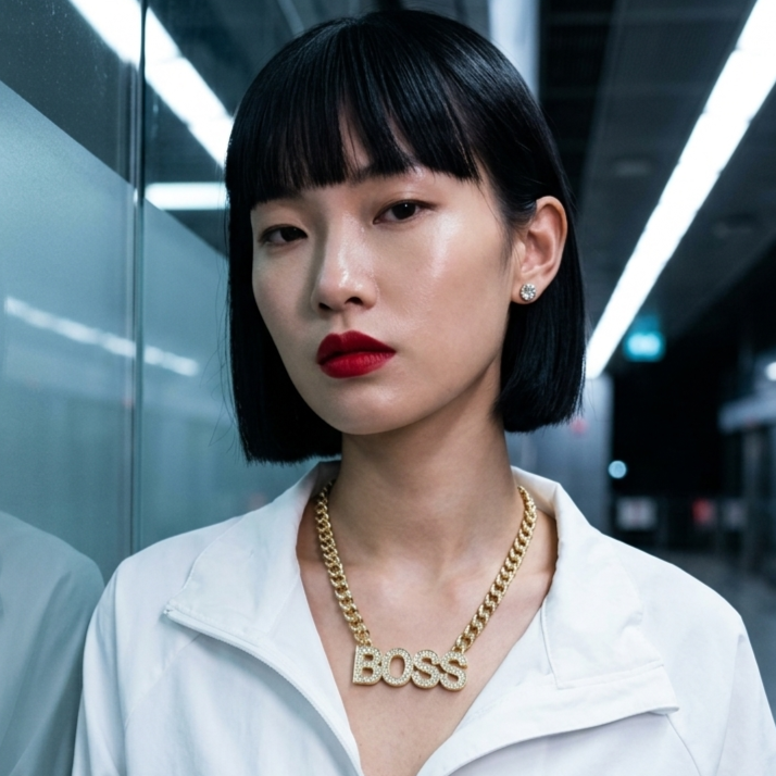 Iced Out BOSS Pendant Chain Necklace and Stud Earrings Set - Gold Tone Rhinestone Statement Word Choker, Y2K Hip Hop Streetwear Fashion Jewelry