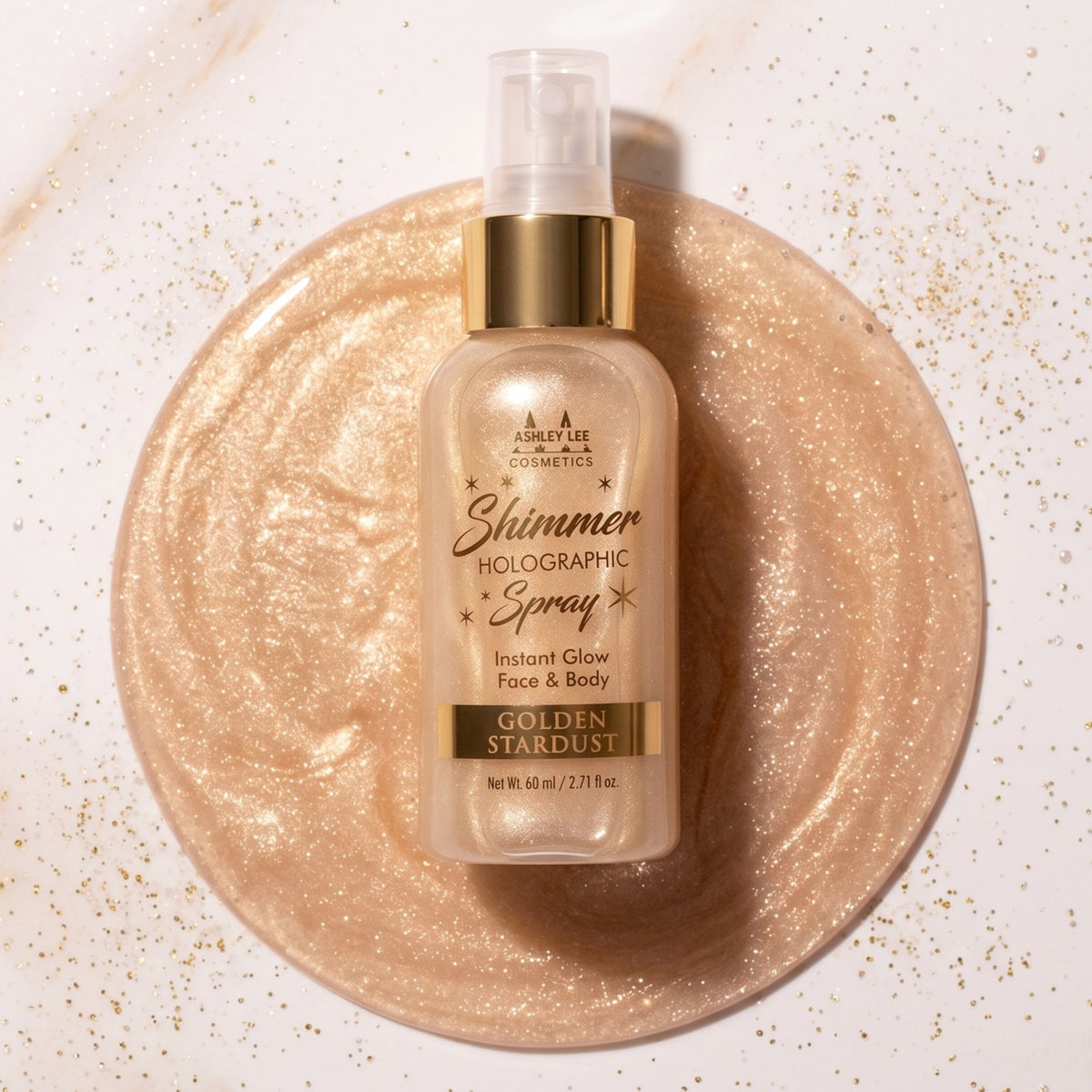Ashley Lee Holographic Shimmer Body Mist – Liquid Face & Body Glow Luminizer