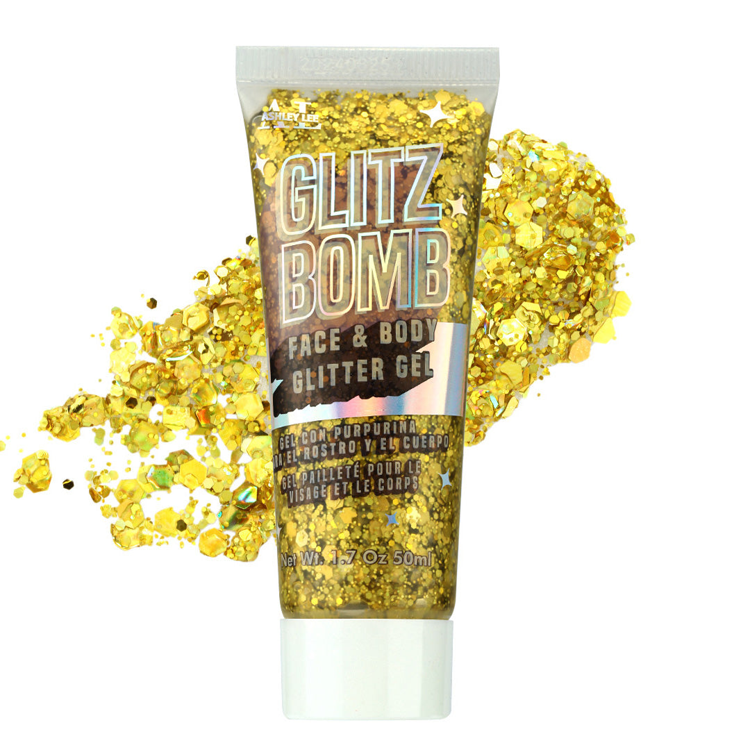 Glitz Bomb Face & Body Glitter Gel - Body, Face, Hair, Lip, Mardi Gras, Concerts, Festival, Rave, Techno, EDM, Mermaid, Face Paint, Hair, Halloween, Cruelty Free Sparkling Glitter Gel