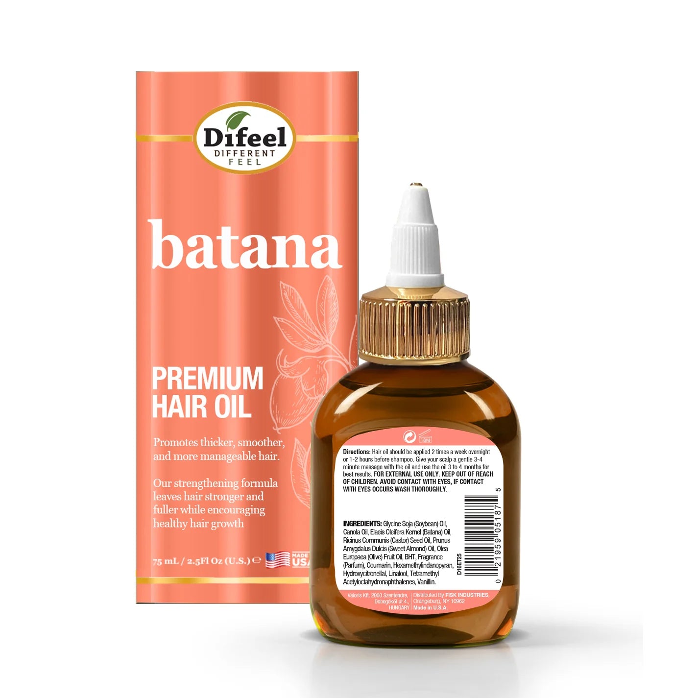 Difeel Batana Premium Hair Oil – 2.5oz Travel Size | Hair Growth & Repair